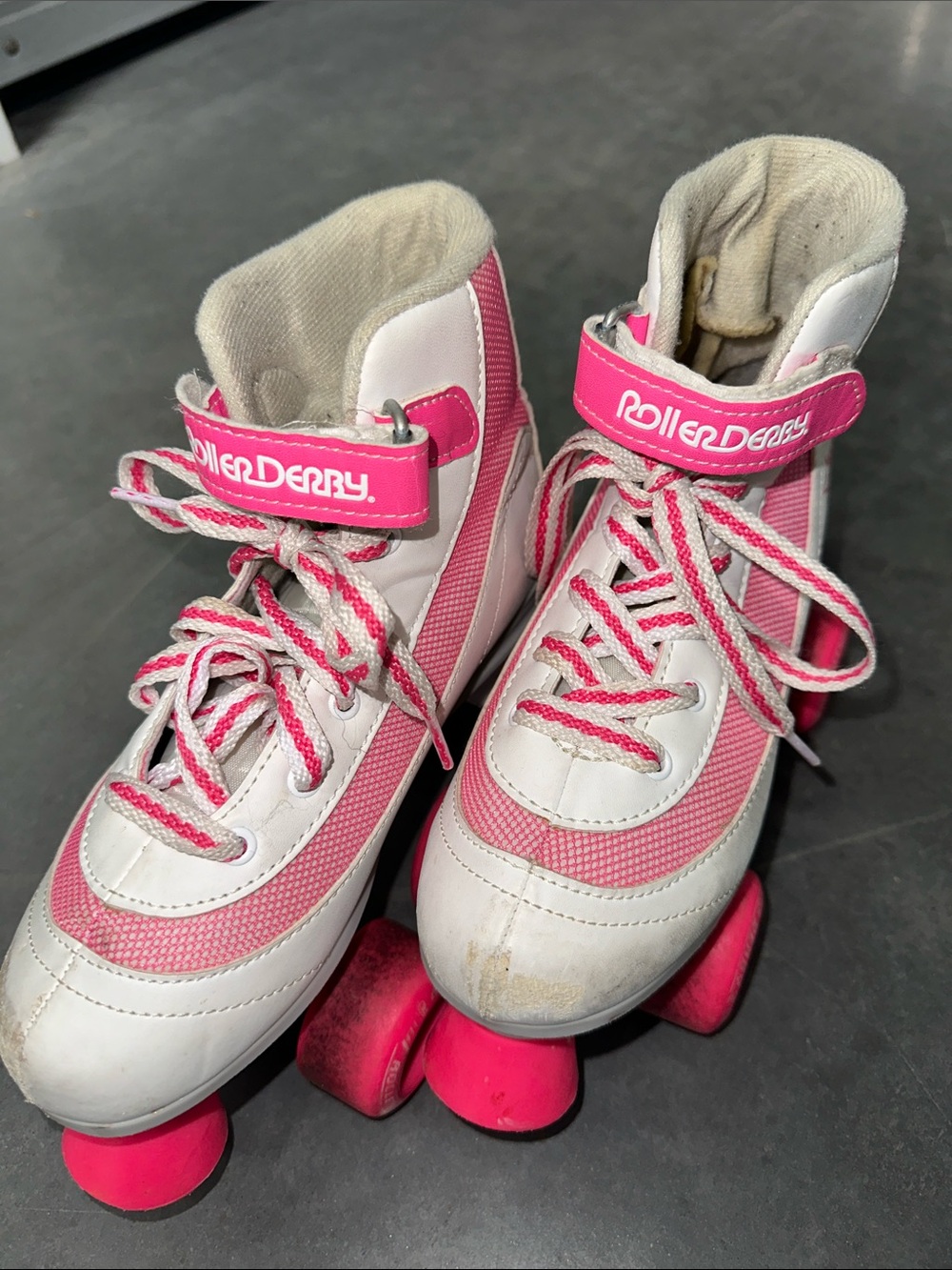Roller Derby Kids White and Pink Quad Roller Skates with Secure Strap